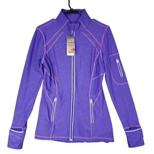Kirkland Ful Zip Jacket M Women Purple Nylon Tech Performance Running Vented NEW